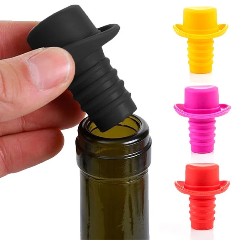 Wine Preservation Pump - จุกปิดขวดซิลิโคน ฝาขวด จุกปิดขวดไวน์ ที่รินไวน์ จุกปิดขวดซิลิโคน ฝาปิดขวดน่ารักรูปทรงหมวกทรงสูง