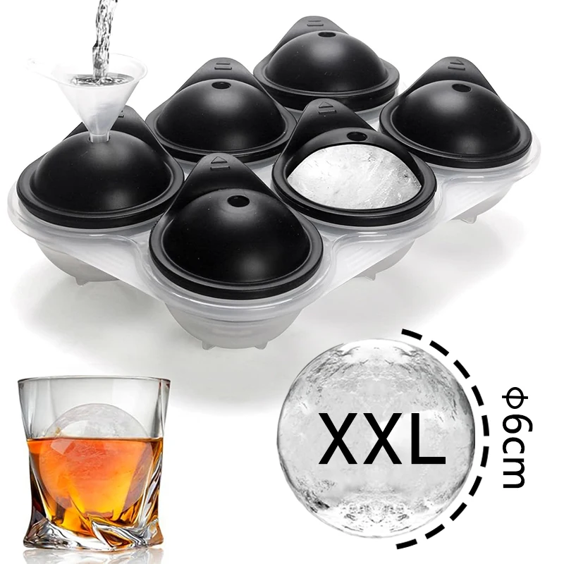 Ice Mold Sphere - ถาดน้ําแข็งซิลิโคนขนาดใหญ่พร้อมฝาปิด Big Ice Ball Maker ทรงกลมสําหรับวิสกี้/ค็อกเทล/Bourbon