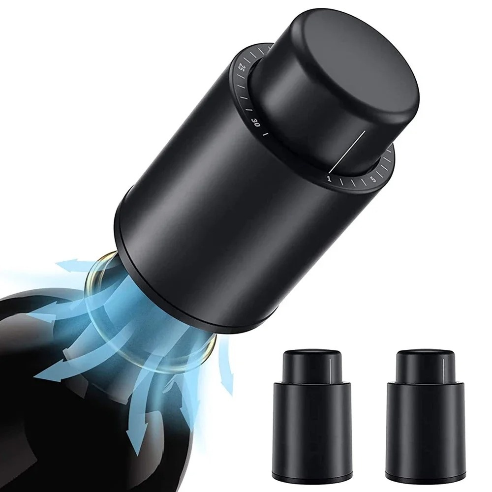 Wine Preservation Pump - จุกปิดขวดไวน์แบบสุญญากาศชนิดกด ปิดผนึกแน่นสนิท ใช้ซ้ำได้ ป้องกันการรั่วซึม พกพาสะดวก สำหรับเก็บรักษาไวน์