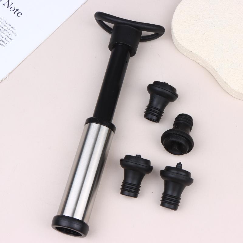 Wine Preservation Pump - ชุดปิดผนึกขวดไวน์แบบสุญญากาศ พร้อมจุกปิดขวดไวน์สุญญากาศ สำหรับไวน์ขาว/เบียร์ ผลิตจากโลหะผสมสังกะสี ช่วยรักษาความสดของไวน์