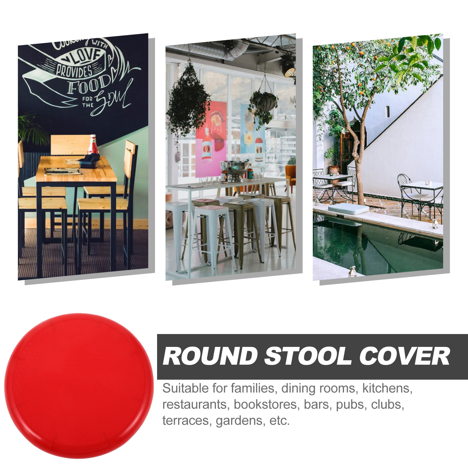 Home Bar Stools - ฝาครอบพลาสติกสำหรับเปลี่ยนเบาะเก้าอี้ทรงกลม ทนทาน ป้องกันรอยขีดข่วน แข็งแรง ใช้เปลี่ยนเบาะเก้าอี้บาร์สำหรับบ้านและโรงอาหาร