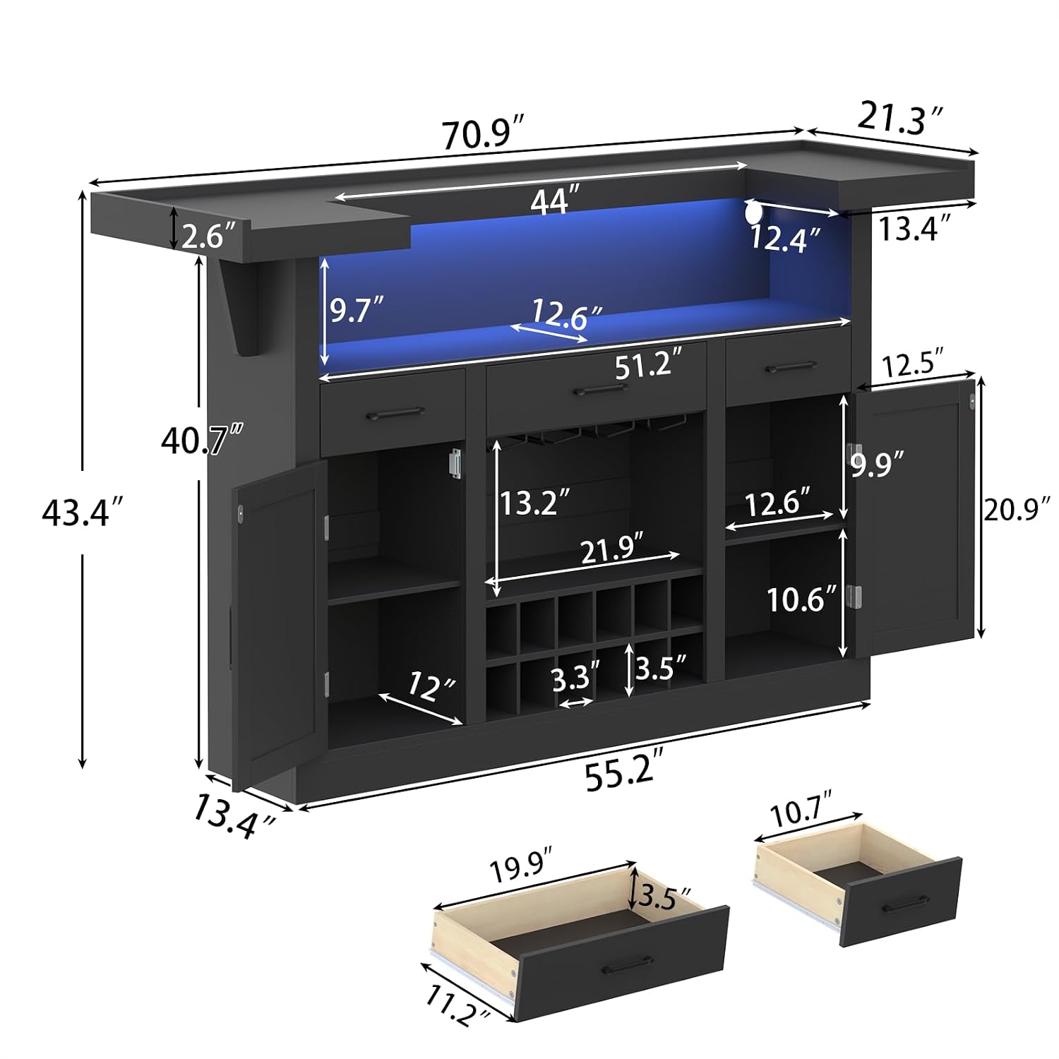 ตู้บาร์ขนาด 71 นิ้ว พร้อมไฟ LE - Home Bar And Cabinet บทวิจารณ์และราคา