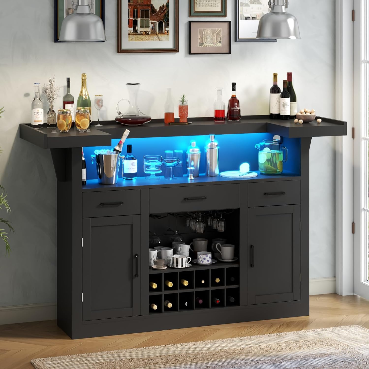 ตู้บาร์ขนาด 71 นิ้ว พร้อมไฟ LE - Home Bar And Cabinet บทวิจารณ์และราคา