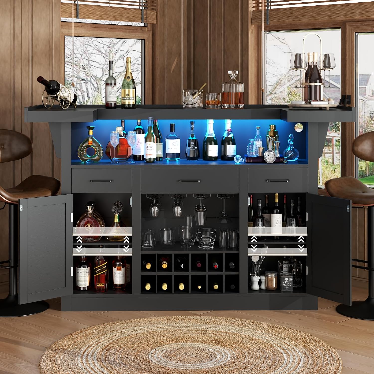 ตู้บาร์ขนาด 71 นิ้ว พร้อมไฟ LE - Home Bar And Cabinet บทวิจารณ์และราคา