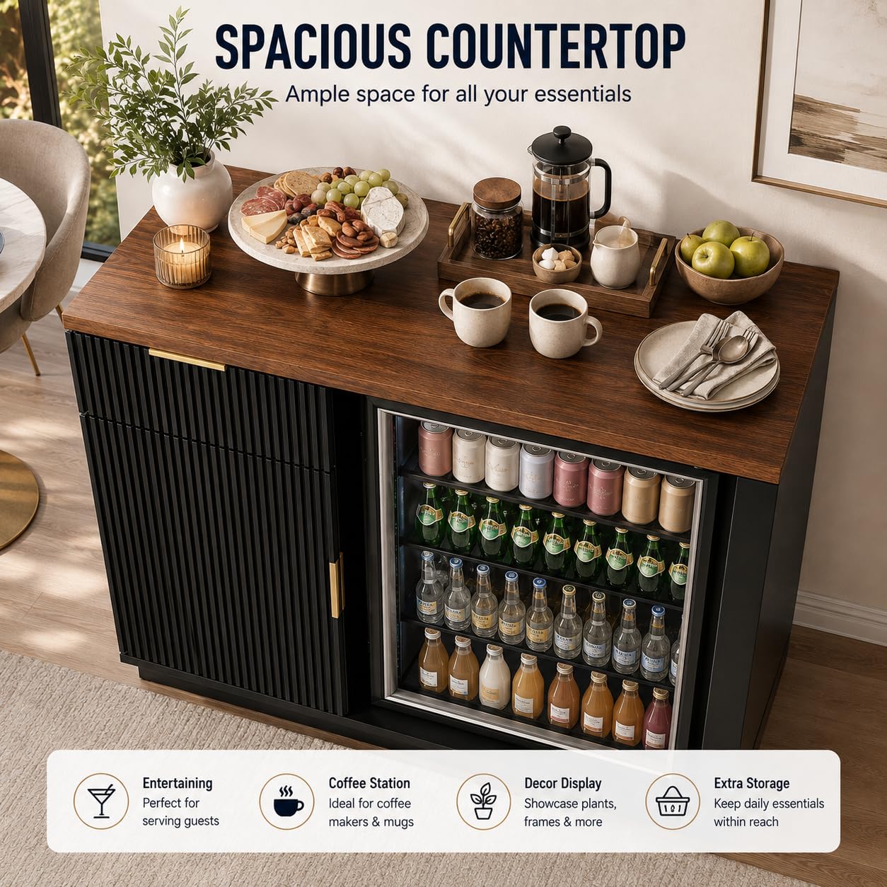 ตู้บาร์กาแฟพร้อมช่องเก็บของเย็ - Home Bar And Fridge บทวิจารณ์และราคา