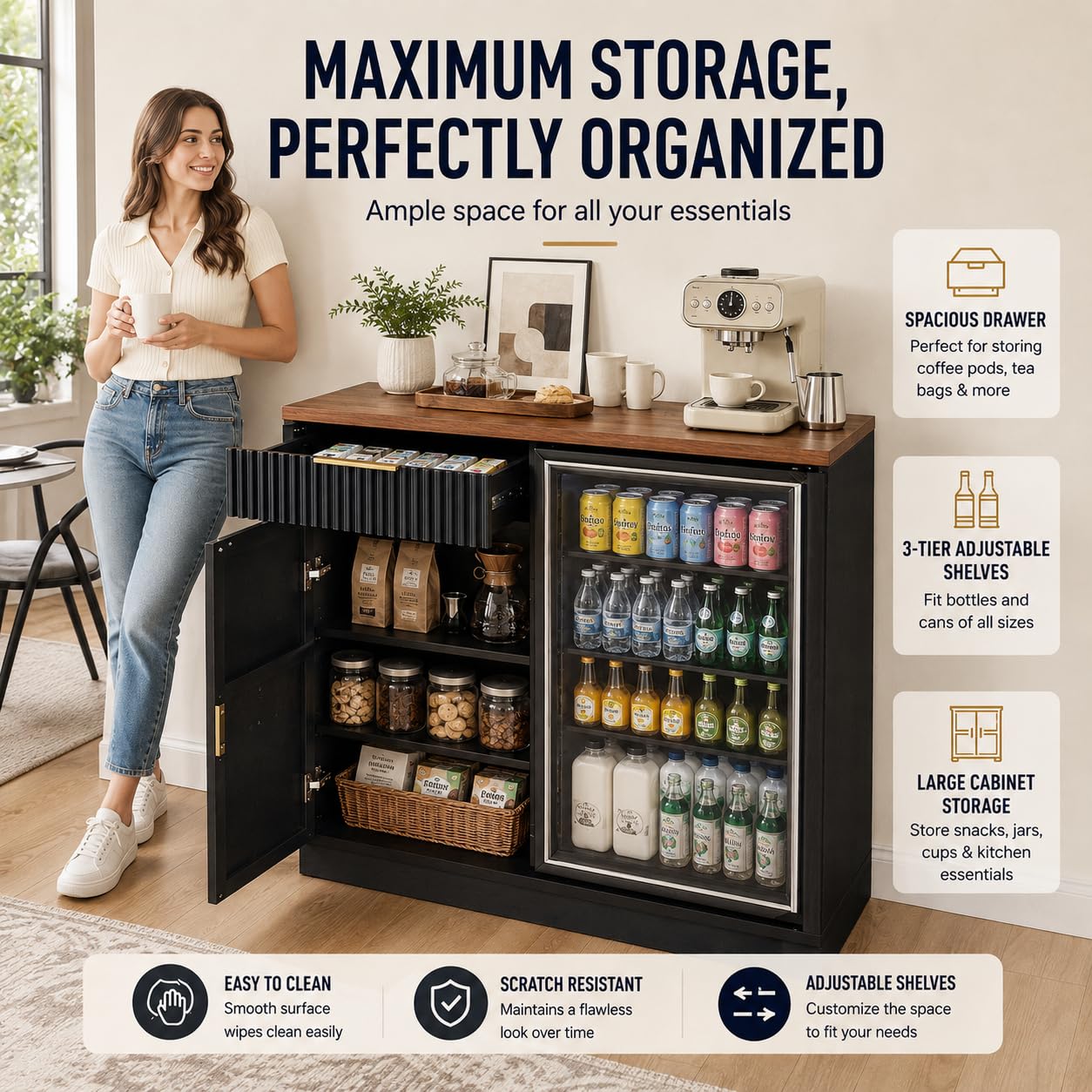 ตู้บาร์กาแฟพร้อมช่องเก็บของเย็ - Home Bar And Fridge บทวิจารณ์และราคา