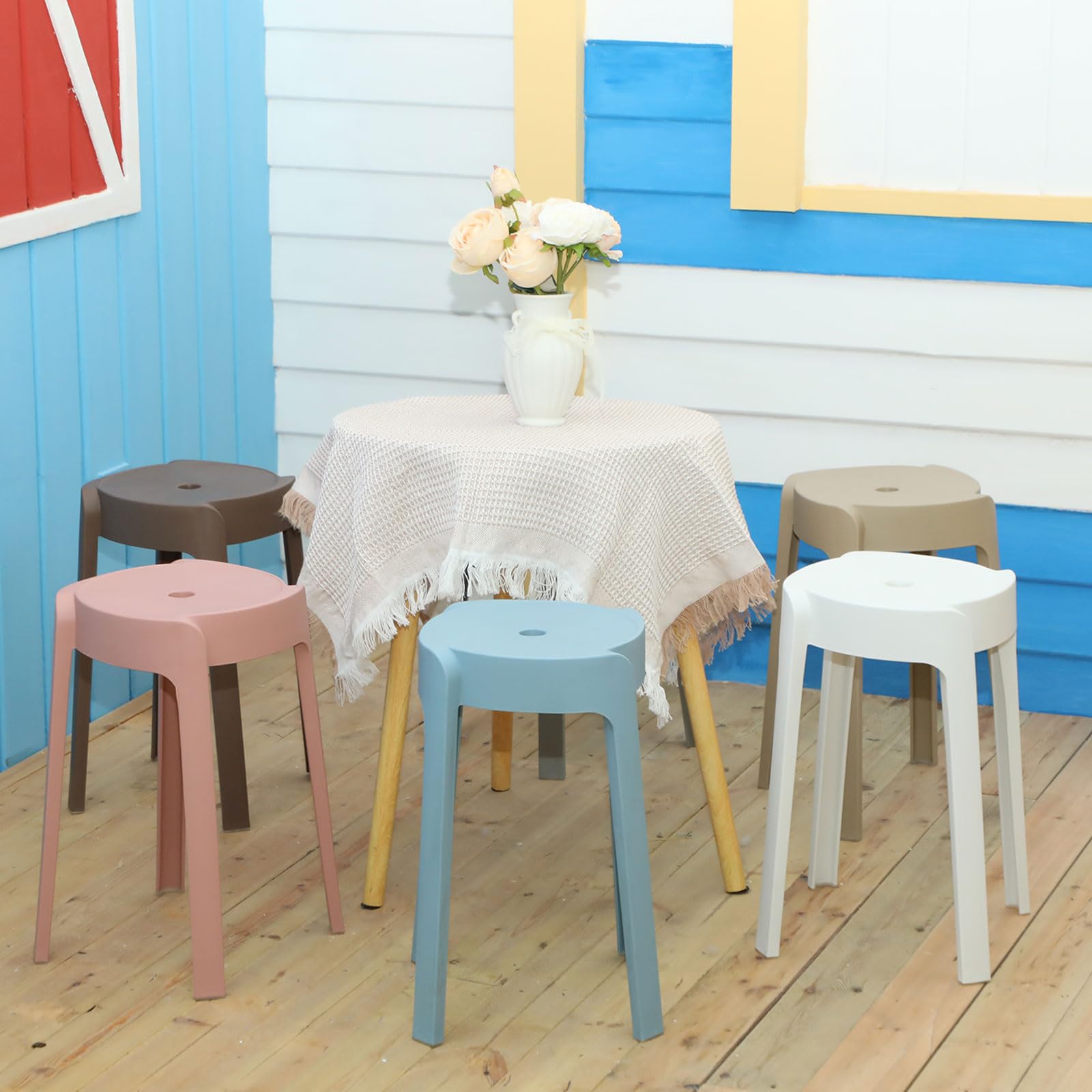 เก้าอี้สตูลพลาสติกแบบซ้อนได้ 1 - Home Bar Seating บทวิจารณ์และราคา