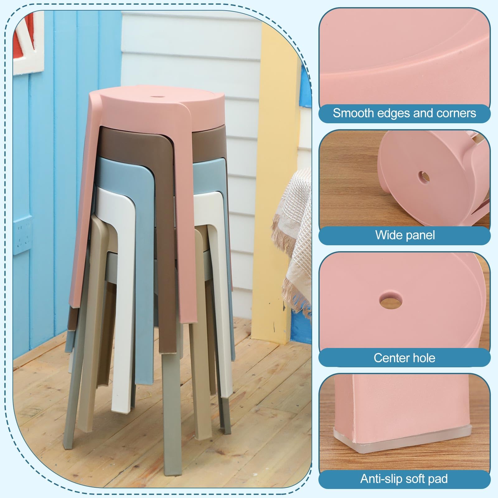 เก้าอี้สตูลพลาสติกแบบซ้อนได้ 1 - Home Bar Seating บทวิจารณ์และราคา