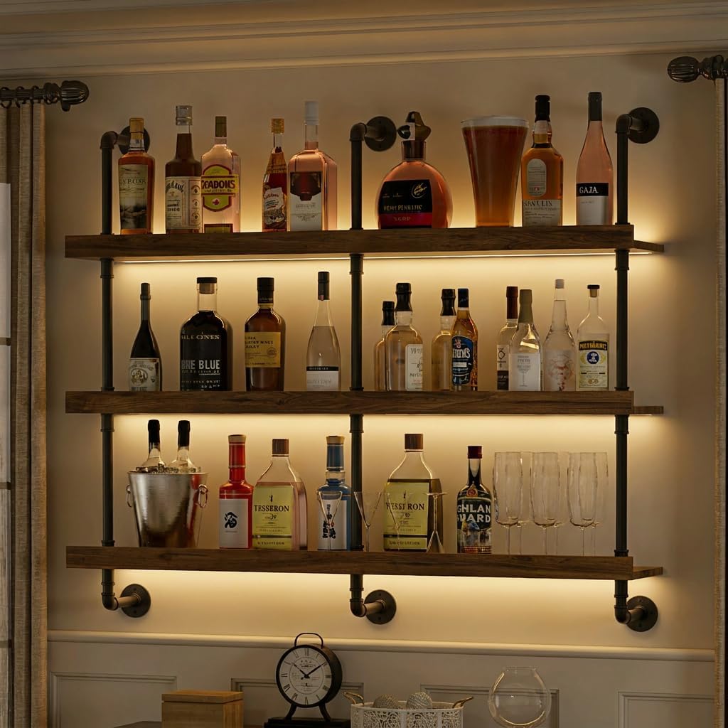 ชั้นวางไวน์ติดผนังพร้อมไฟ LED  - Home Bar Stand บทวิจารณ์และราคา