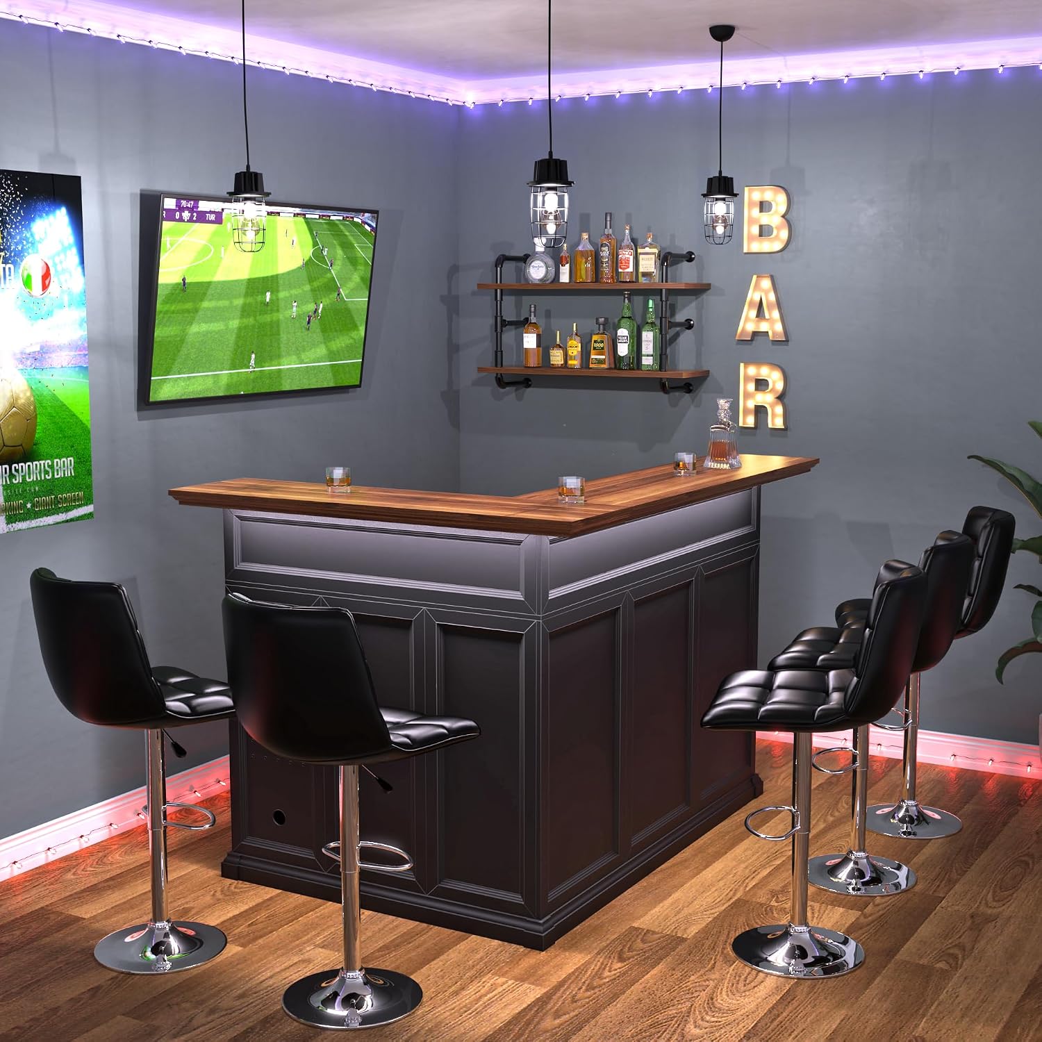 ตู้บาร์รูปตัว L พร้อมพื้นที่สำ - Home Bar Setup บทวิจารณ์และราคา